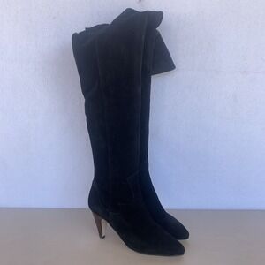Dolce Vita Women's 6.5 Black Suede Knee High Heeled Boots Anthropologie